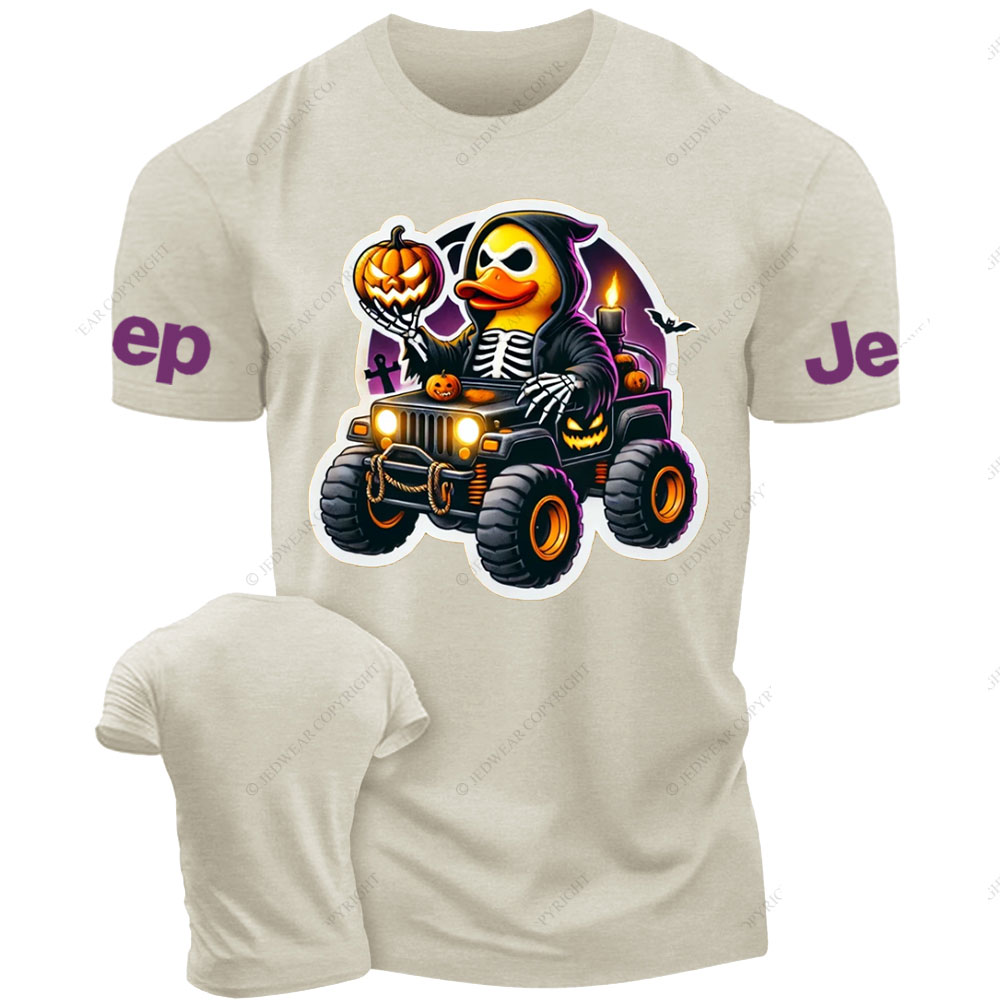 Halloween Skeleton Duckie Driving a Spooky Off-Road Vehicle Jp T-Shirt