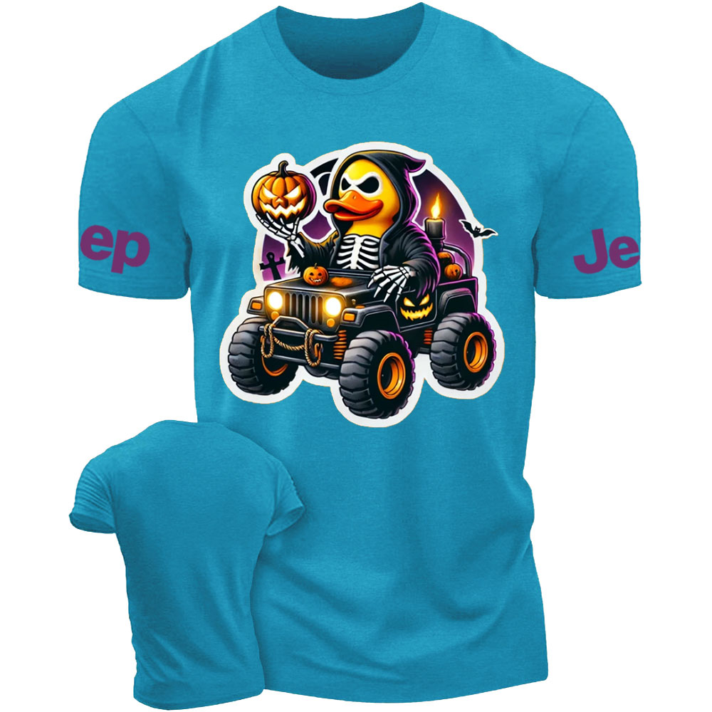 Halloween Skeleton Duckie Driving a Spooky Off-Road Vehicle Jp T-Shirt