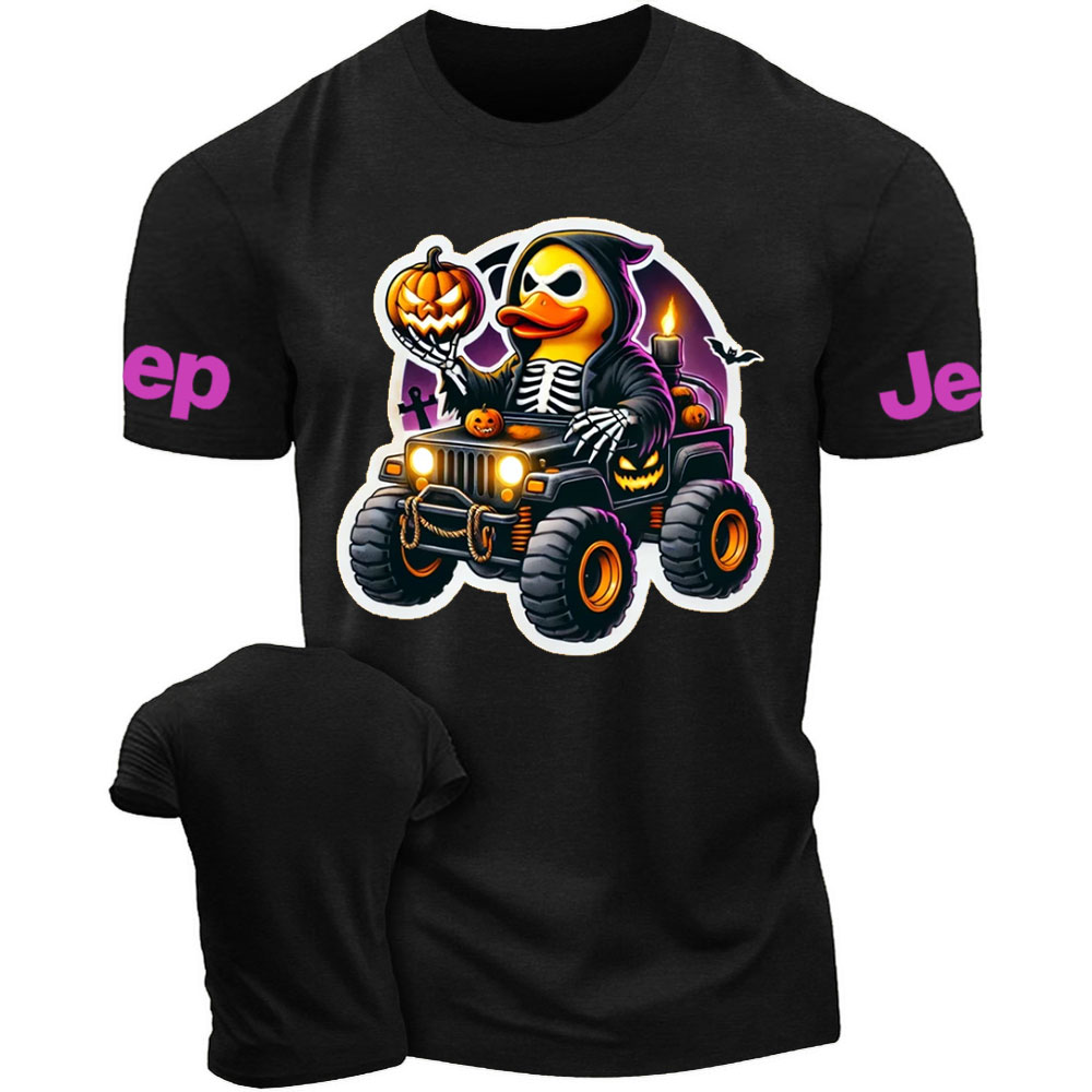 Halloween Skeleton Duckie Driving a Spooky Off-Road Vehicle Jp T-Shirt