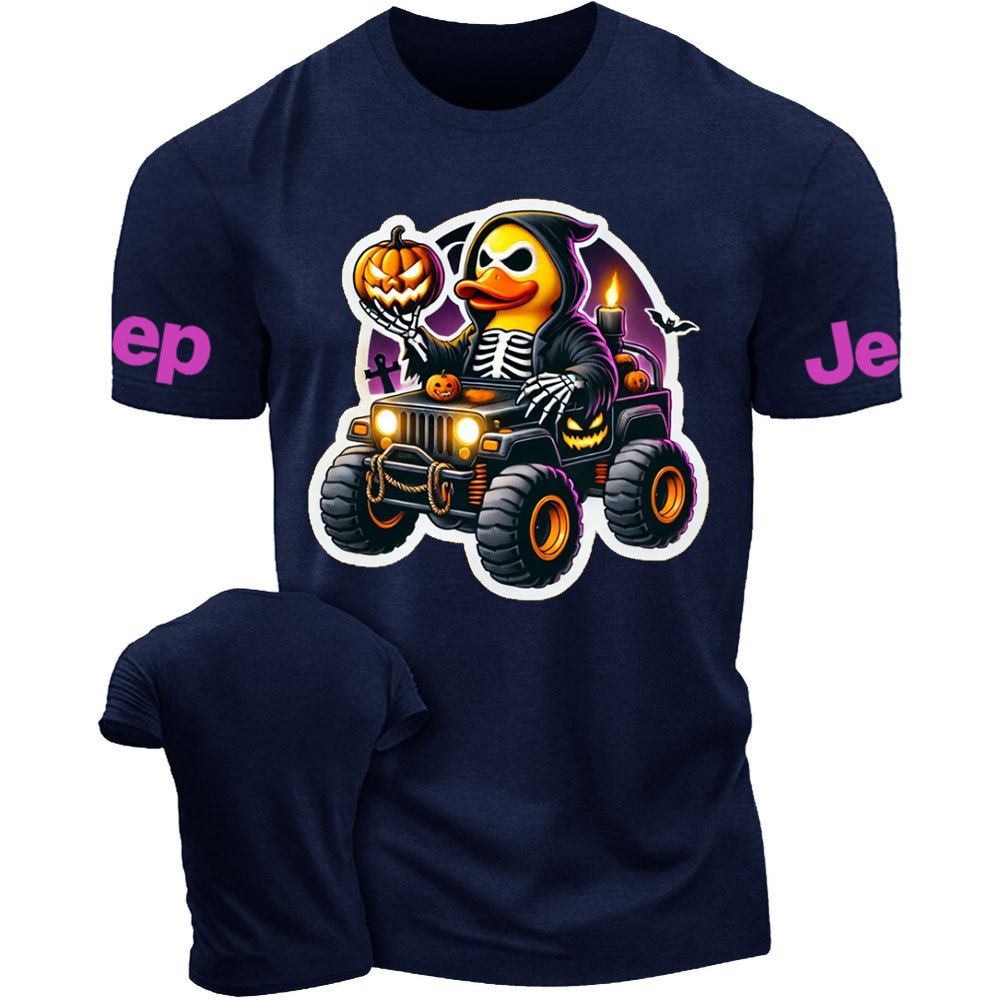 Halloween Skeleton Duckie Driving a Spooky Off-Road Vehicle Jp T-Shirt