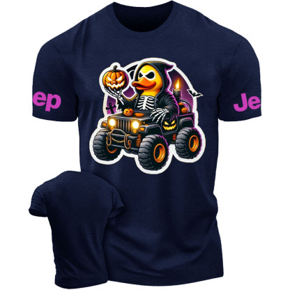 Halloween Skeleton Duckie Driving a Spooky Off-Road Vehicle Jp T-Shirt