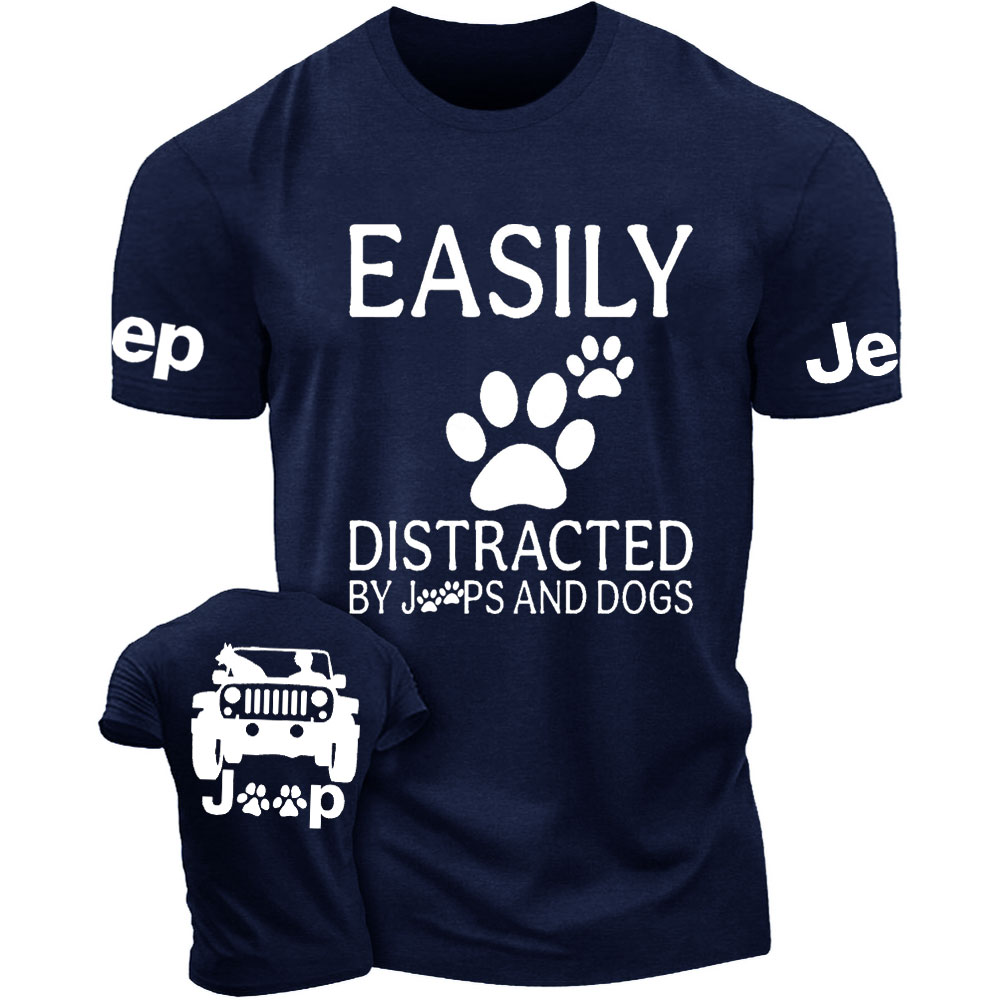 Jp Dog Easily Distracted Paw Double Printed T-Shirt
