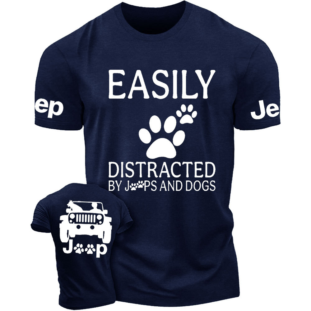 Jp Dog Easily Distracted Paw Double Printed T-Shirt