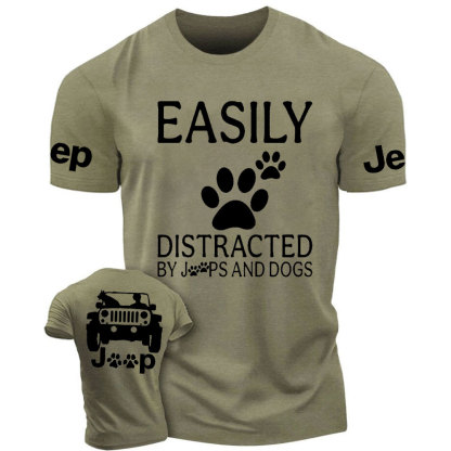 Jp Dog Easily Distracted Paw Double Printed T-Shirt