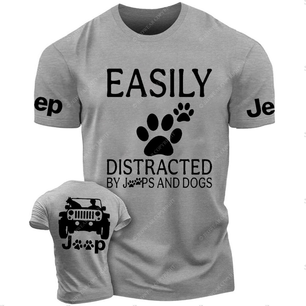 Jp Dog Easily Distracted Paw Double Printed T-Shirt