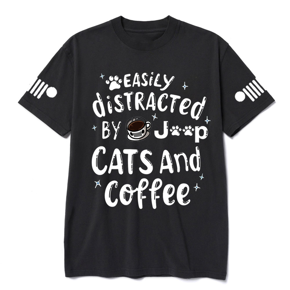 Easily Distracted By Cats coffee and Jp T-Shirt