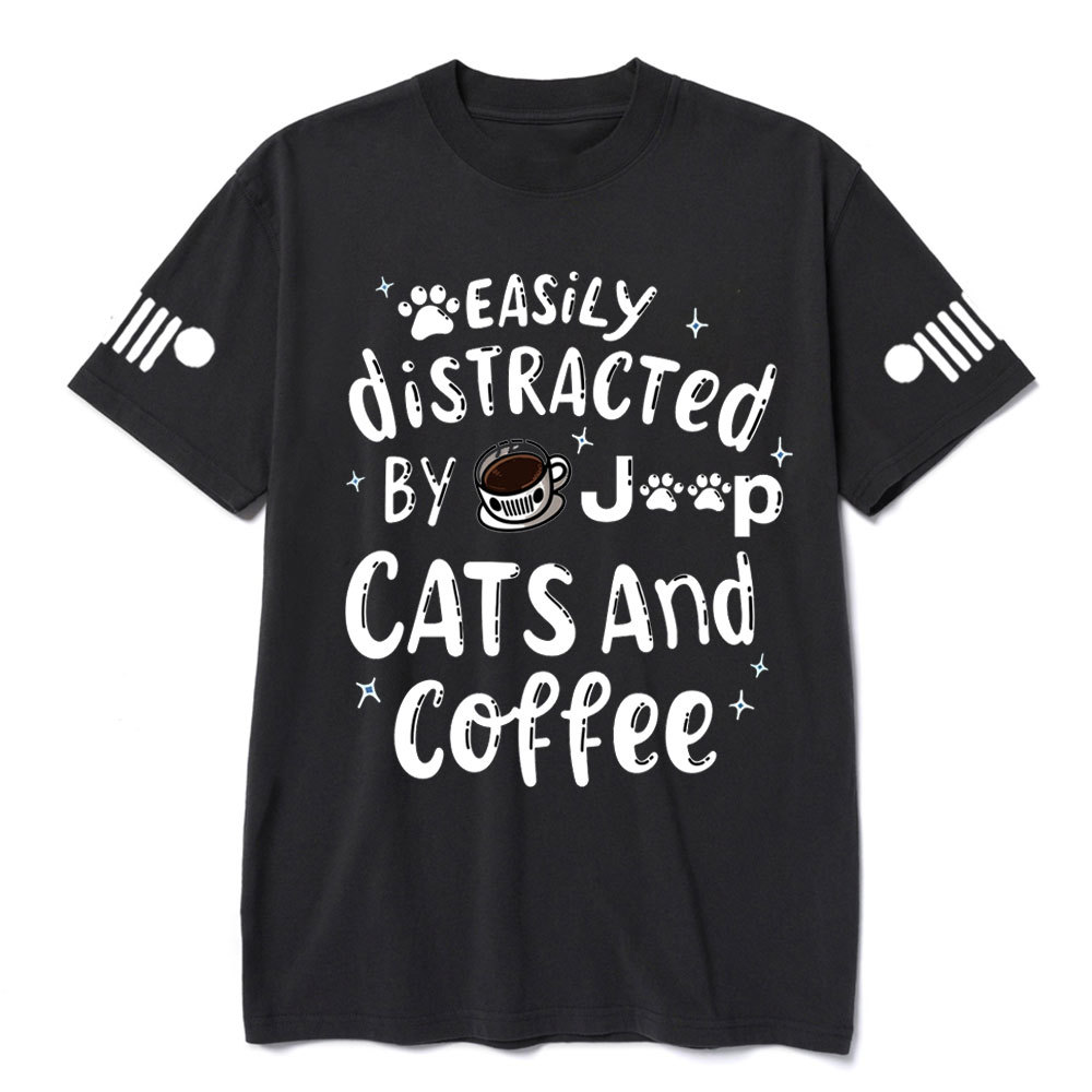 Easily Distracted By Cats coffee and Jp T-Shirt