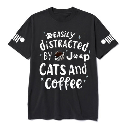 Easily Distracted By Cats coffee and Jp T-Shirt