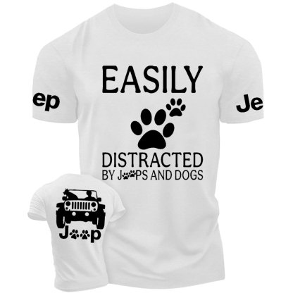 Jp Dog Easily Distracted Paw Double Printed T-Shirt