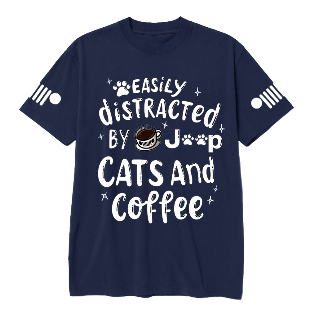 Easily Distracted By Cats coffee and Jp T-Shirt