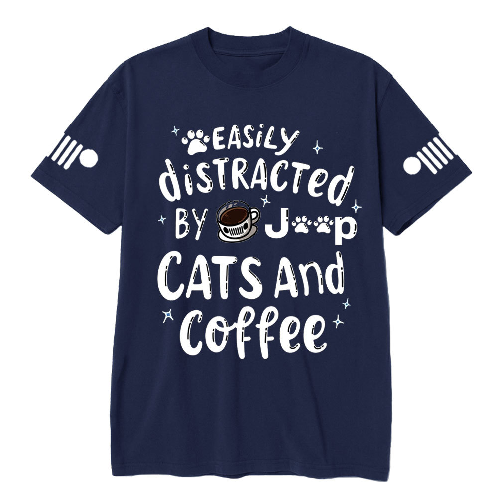 Easily Distracted By Cats coffee and Jp T-Shirt
