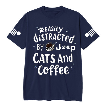 Easily Distracted By Cats coffee and Jp T-Shirt