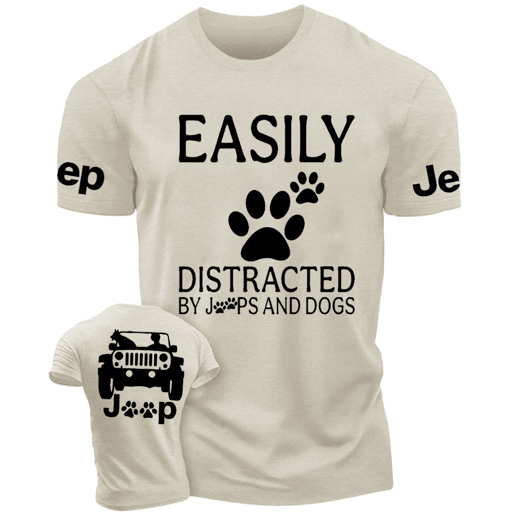Jp Dog Easily Distracted Paw Double Printed T-Shirt