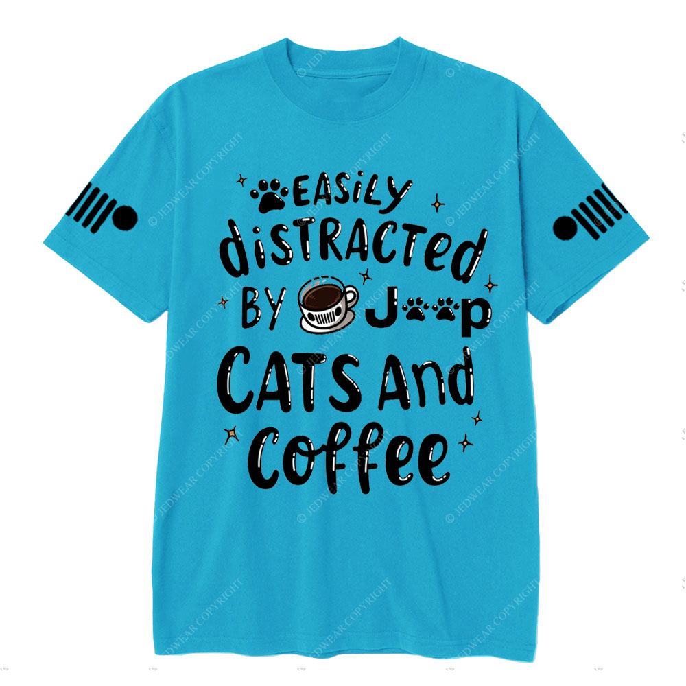 Easily Distracted By Cats coffee and Jp T-Shirt
