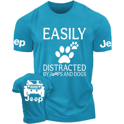 Jp Dog Easily Distracted Paw Double Printed T-Shirt