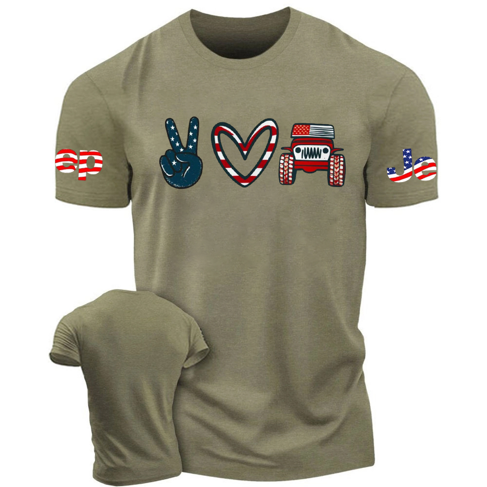 Peace Love Jp American Flag Patriotic T-Shirt