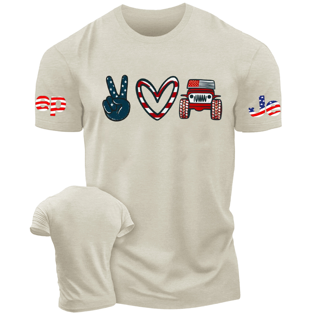 Peace Love Jp American Flag Patriotic T-Shirt