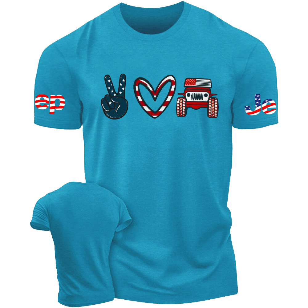 Peace Love Jp American Flag Patriotic T-Shirt