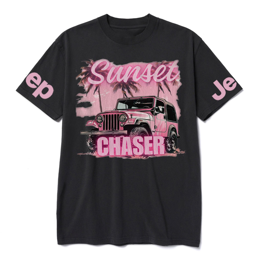 Pink Summer Palm and Sun Sunset Chaser Jp T-shirt