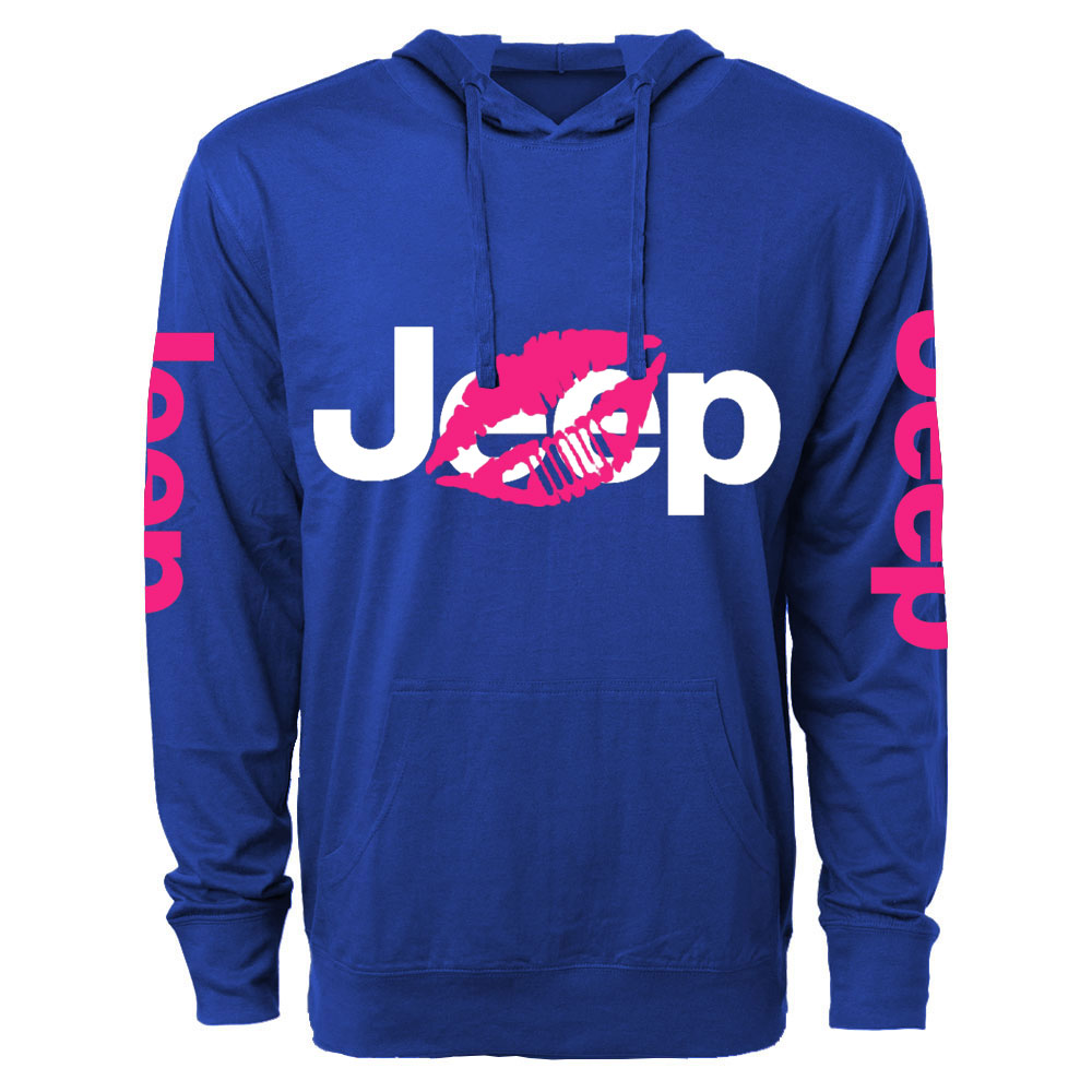 Jp Girl Lip Print Oversized Lightweight Hoodie