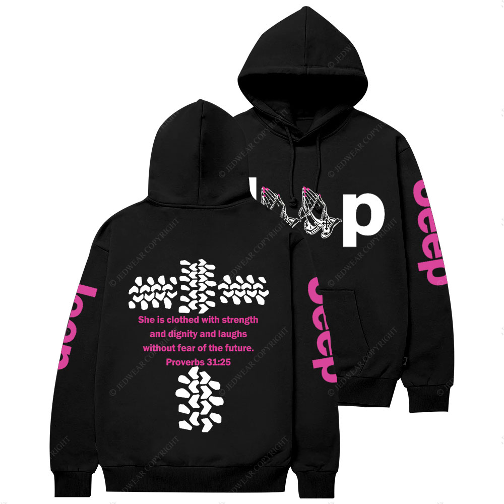 Jp Pray She Is Clothed With Strength Hot Pink Casual Hoodie