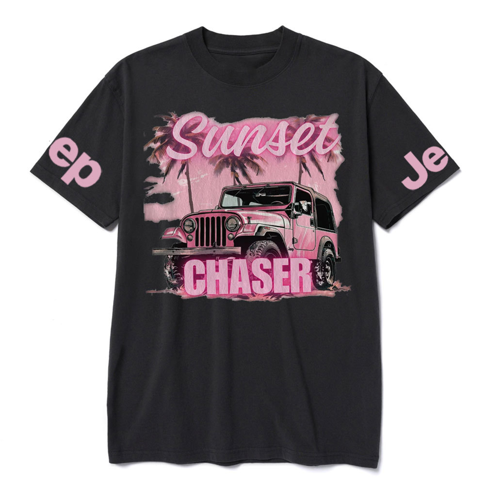 Pink Summer Palm and Sun Sunset Chaser Jp T-shirt