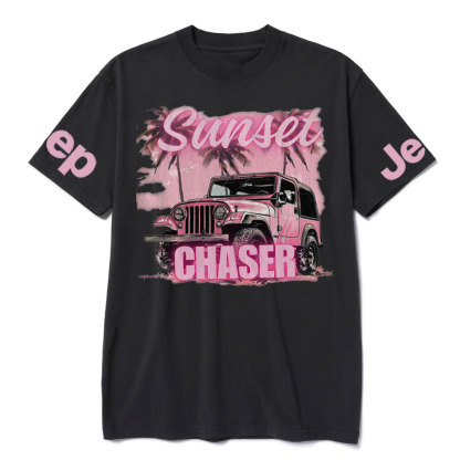 Pink Summer Palm and Sun Sunset Chaser Jp T-shirt