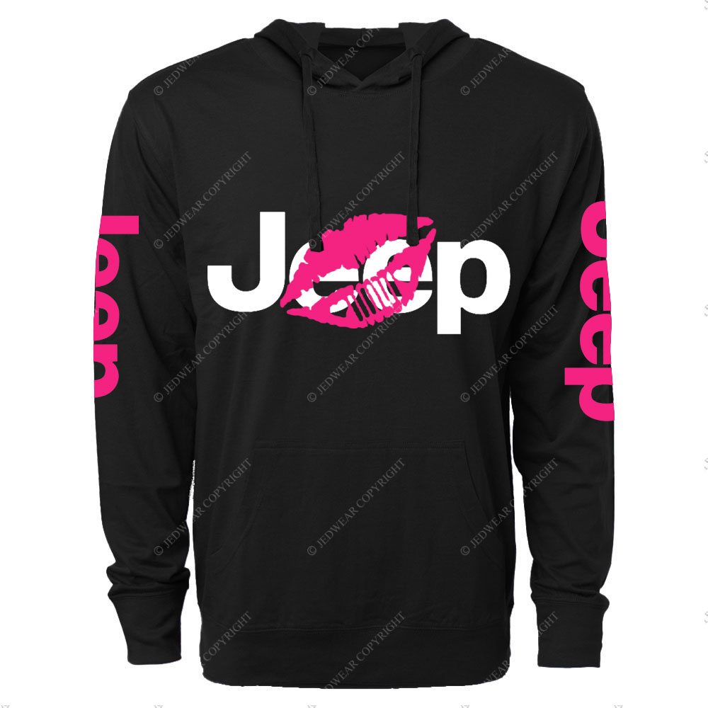 Jp Girl Lip Print Oversized Lightweight Hoodie