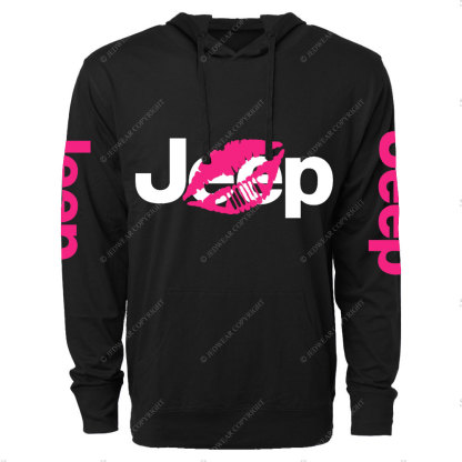 Jp Girl Lip Print Oversized Lightweight Hoodie