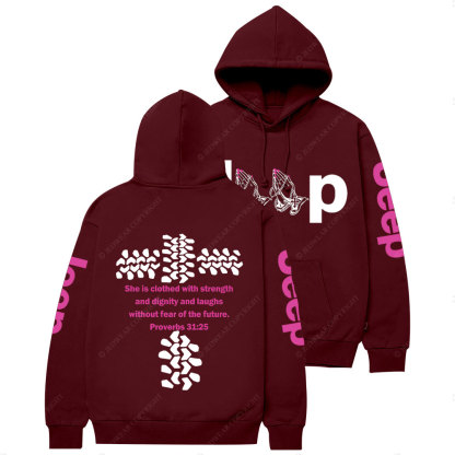 Jp Pray She Is Clothed With Strength Hot Pink Casual Hoodie
