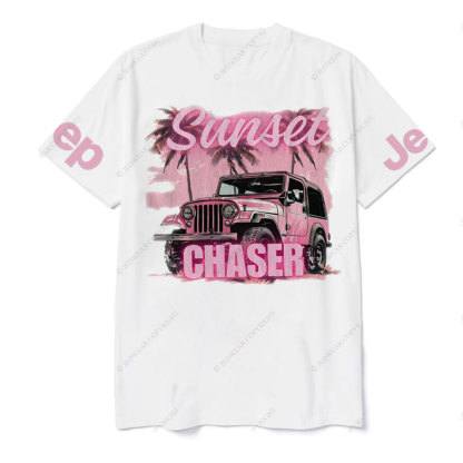 Pink Summer Palm and Sun Sunset Chaser Jp T-shirt