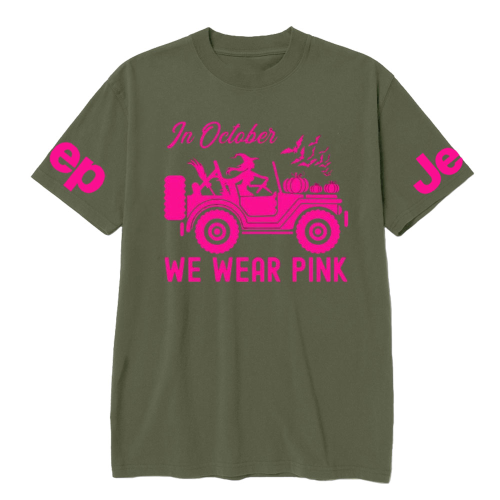In October We Wear Pink Halloween Breast Cancer Awareness Jp Lover T-Shirt