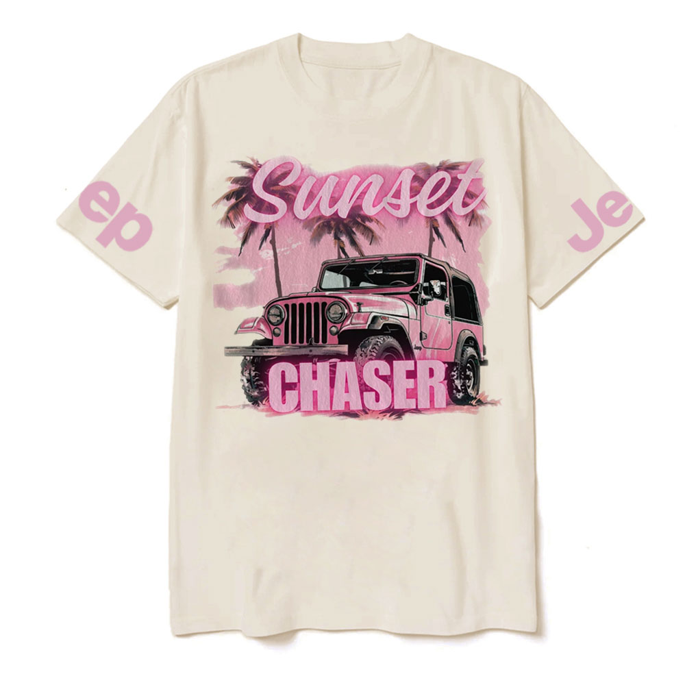 Pink Summer Palm and Sun Sunset Chaser Jp T-shirt