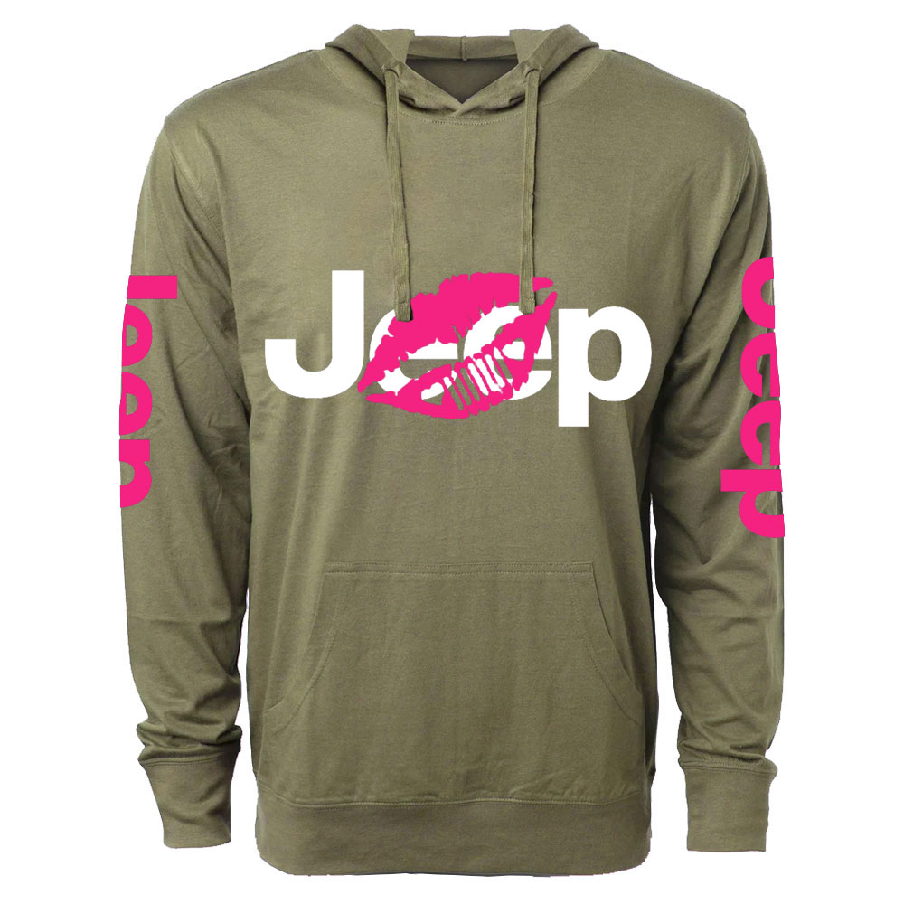 Jp Girl Lip Print Oversized Lightweight Hoodie
