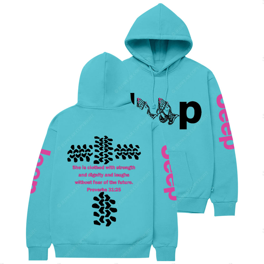 Jp Pray She Is Clothed With Strength Hot Pink Casual Hoodie