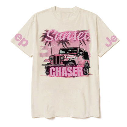 Pink Summer Palm and Sun Sunset Chaser Jp T-shirt