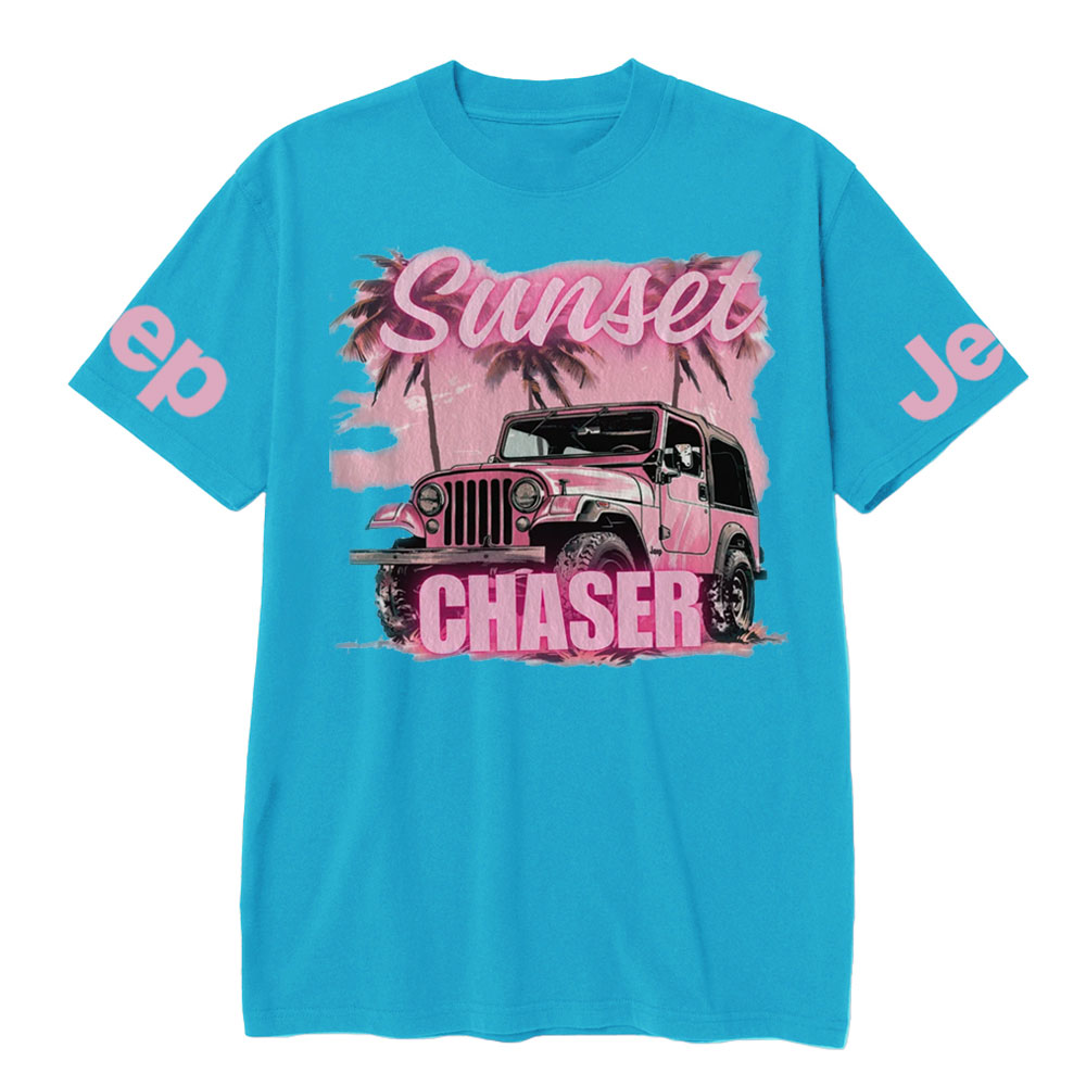 Pink Summer Palm and Sun Sunset Chaser Jp T-shirt