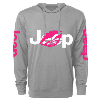Jp Girl Lip Print Oversized Lightweight Hoodie