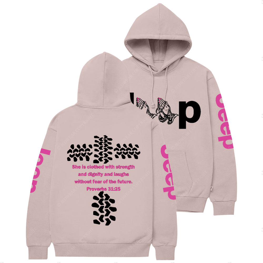 Jp Pray She Is Clothed With Strength Hot Pink Casual Hoodie