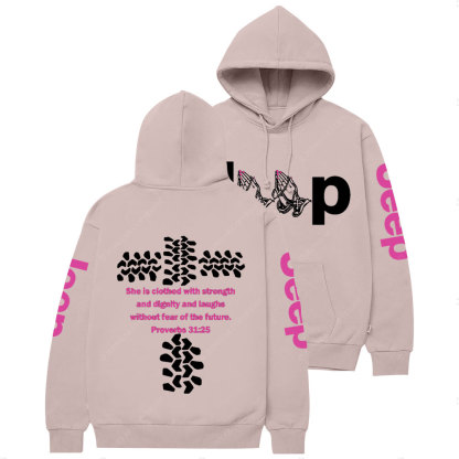 Jp Pray She Is Clothed With Strength Hot Pink Casual Hoodie