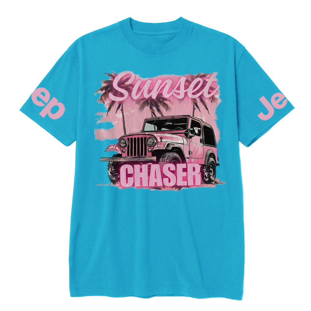 Pink Summer Palm and Sun Sunset Chaser Jp T-shirt