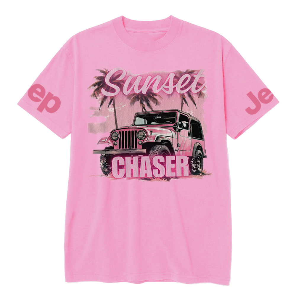 Pink Summer Palm and Sun Sunset Chaser Jp T-shirt