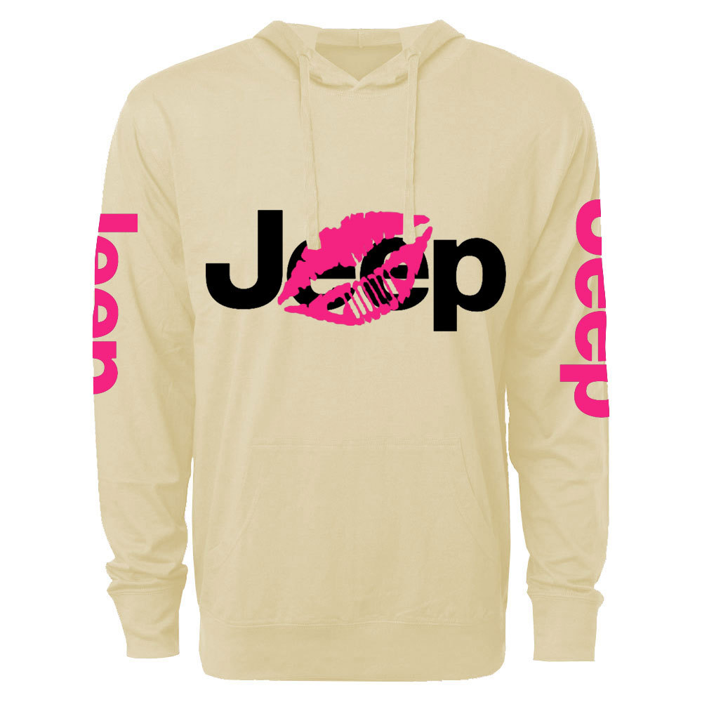 Jp Girl Lip Print Oversized Lightweight Hoodie