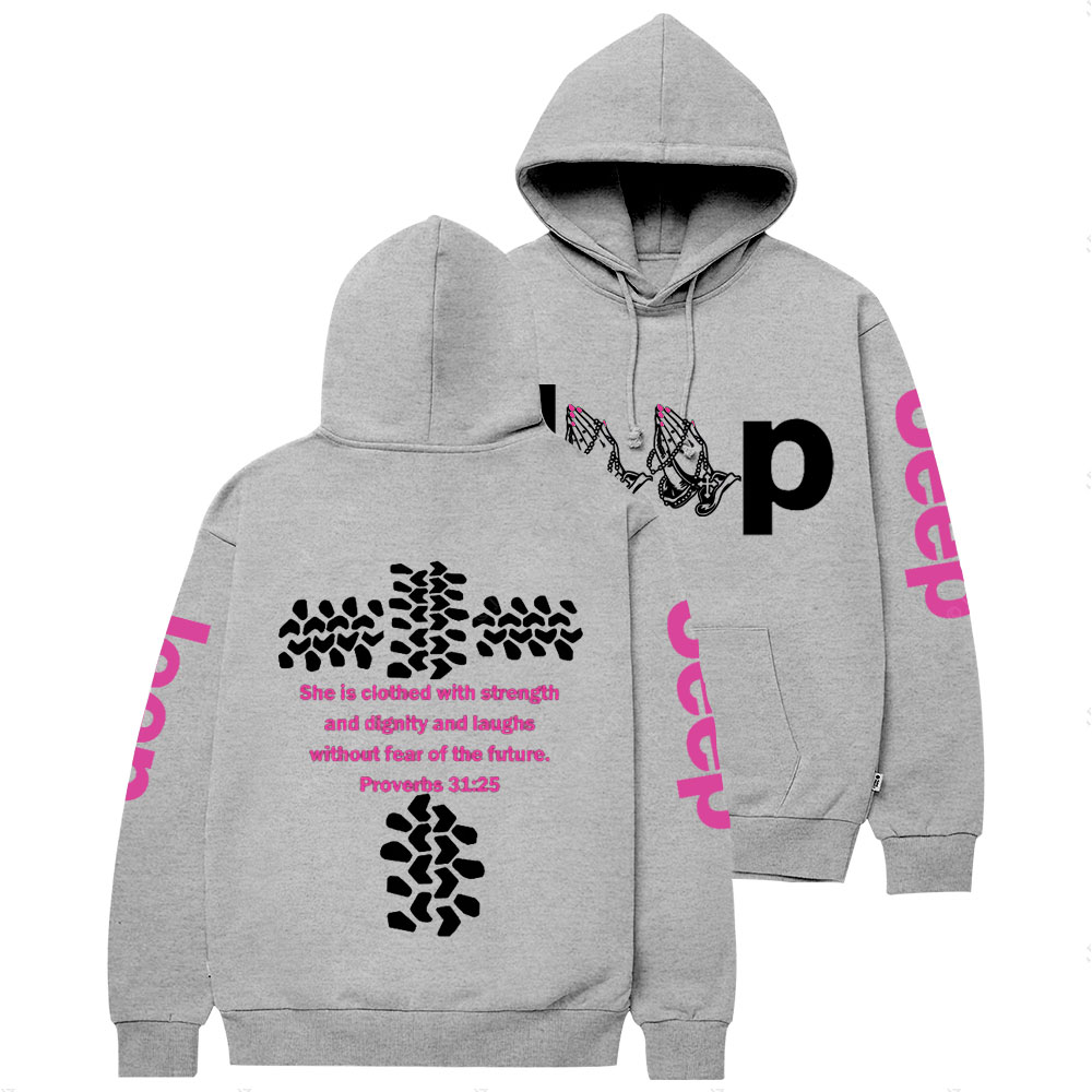 Jp Pray She Is Clothed With Strength Hot Pink Casual Hoodie