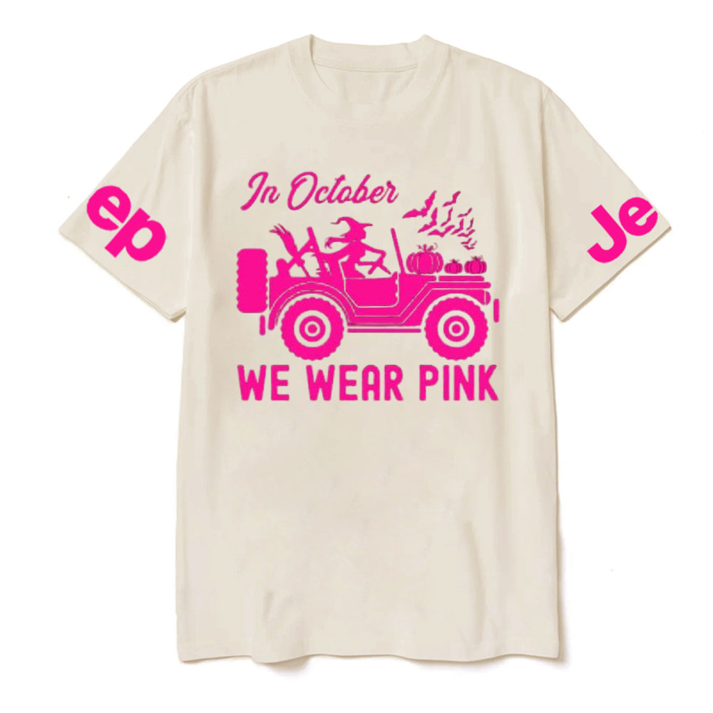 In October We Wear Pink Halloween Breast Cancer Awareness Jp Lover T-Shirt