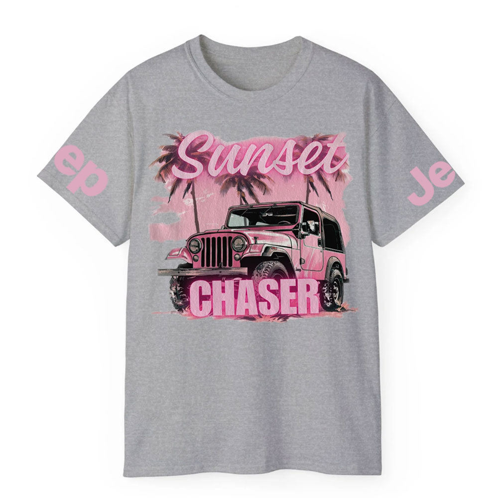 Pink Summer Palm and Sun Sunset Chaser Jp T-shirt
