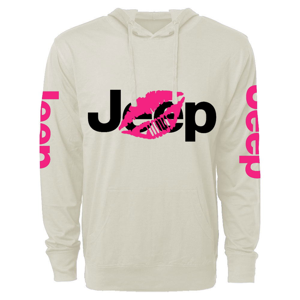 Jp Girl Lip Print Oversized Lightweight Hoodie