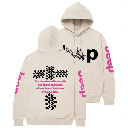 Jp Pray She Is Clothed With Strength Hot Pink Casual Hoodie