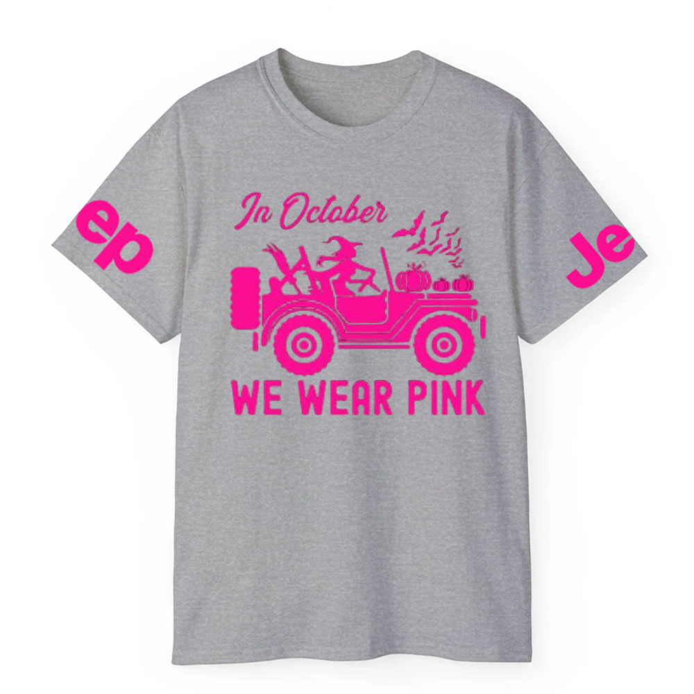 In October We Wear Pink Halloween Breast Cancer Awareness Jp Lover T-Shirt