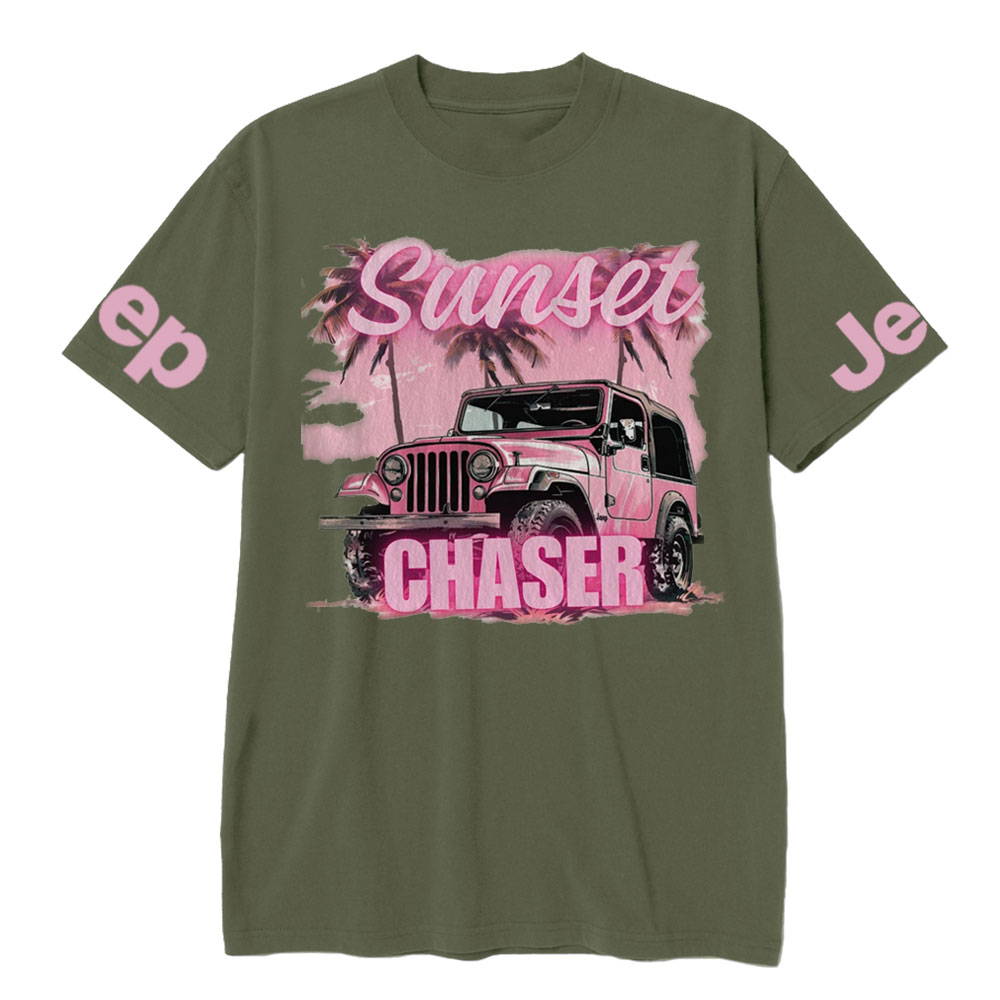 Pink Summer Palm and Sun Sunset Chaser Jp T-shirt